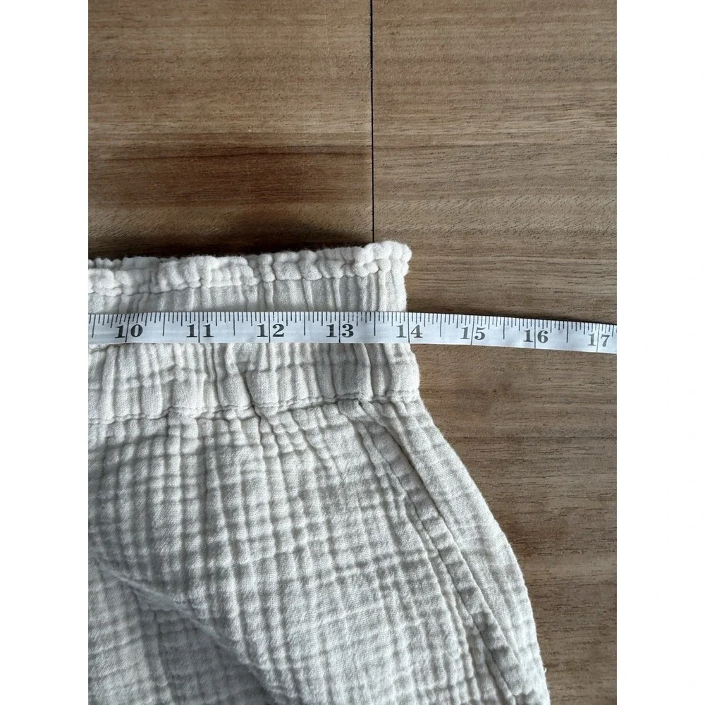Rails Organic Cotton Gauze Pull On Pants XS Ivory Cropped Wide Leg Pockets